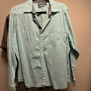 Nautica Men's Aqua Checkered Button Down Shirt